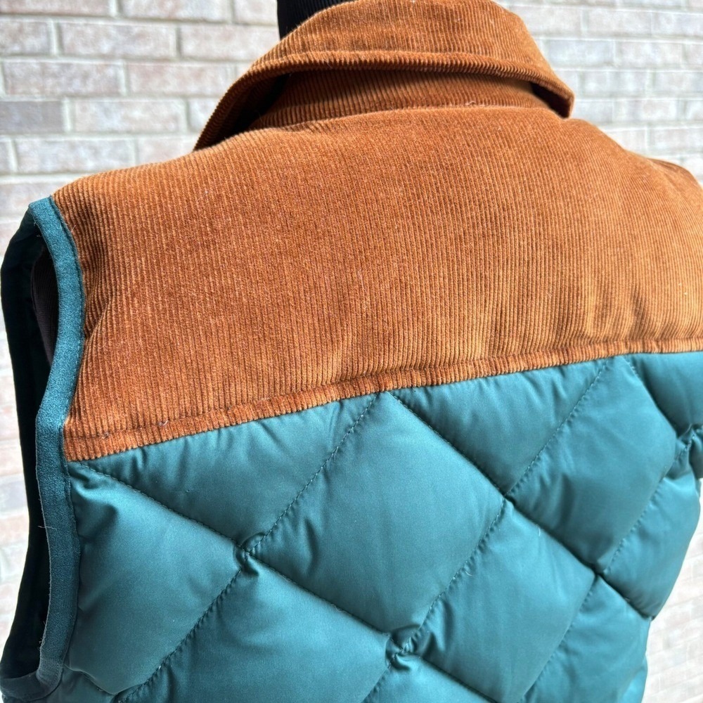 J.Crew Quilted Down Puffer Vest Womens XXS Green Brown Heritage Preppy - Picture 8 of 16